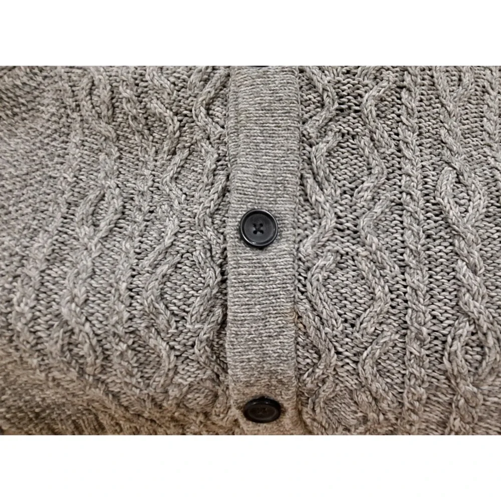 Express Sweater Men's‎ L Cardigan Gray Button Cotton Heavy Knit Long Sleeve